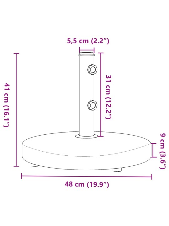 Päikesevarju alus, ø32/38/48 mm postile, 25 kg, ümmargune