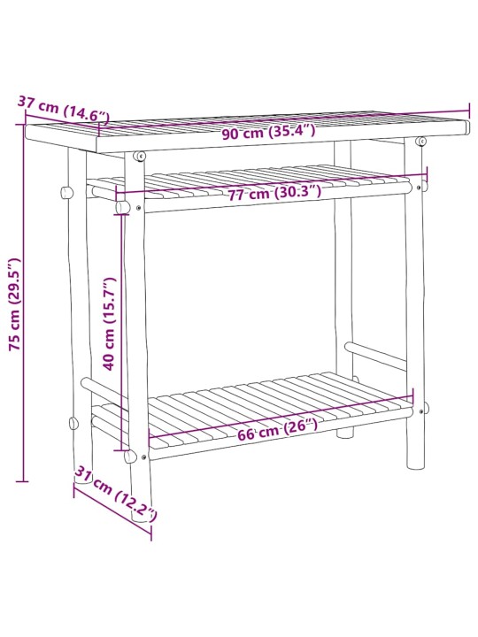 Konsoollaud, 90 x 37 x 75 cm, bambus