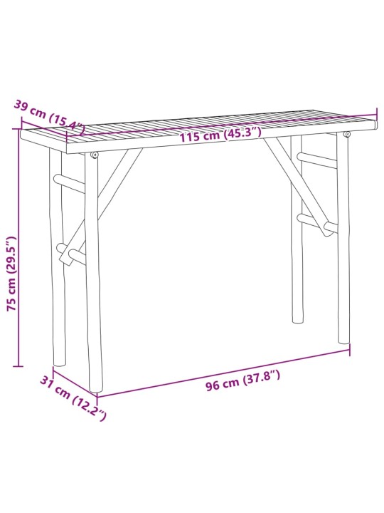 Konsoollaud, 115 x 39 x 75 cm, bambus