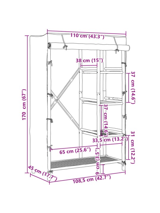 Riidekapp, 110 x 45 x 170 cm, bambus