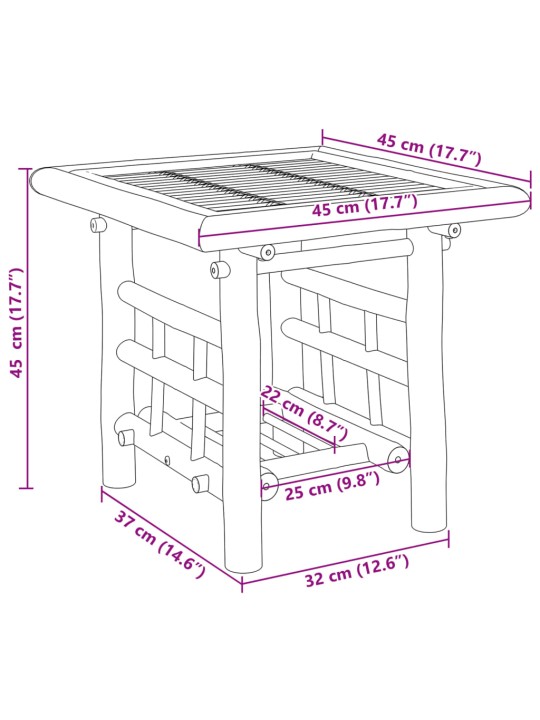 Külglaud, 45 x 45 x 45 cm, bambus
