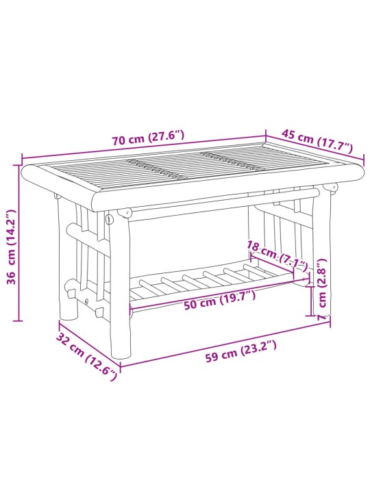 Kohvilaud, 70 x 45 x 36 cm, bambus