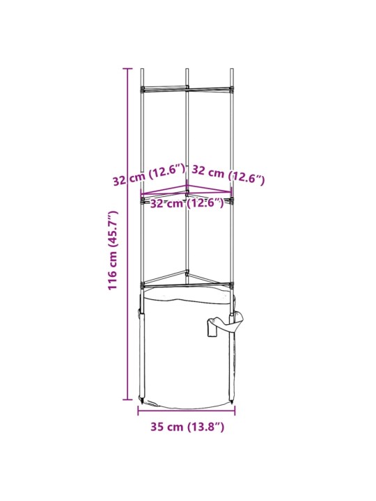 Tomatitaime tugi koos taimekotiga 2 tk, 116 cm, teras ja pp