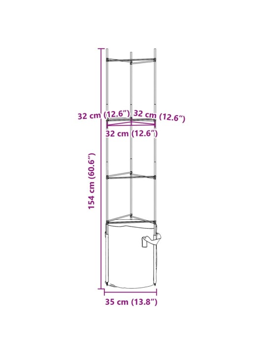 Tomatitaime tugi koos taimekotiga 2 tk, 154 cm, teras ja pp