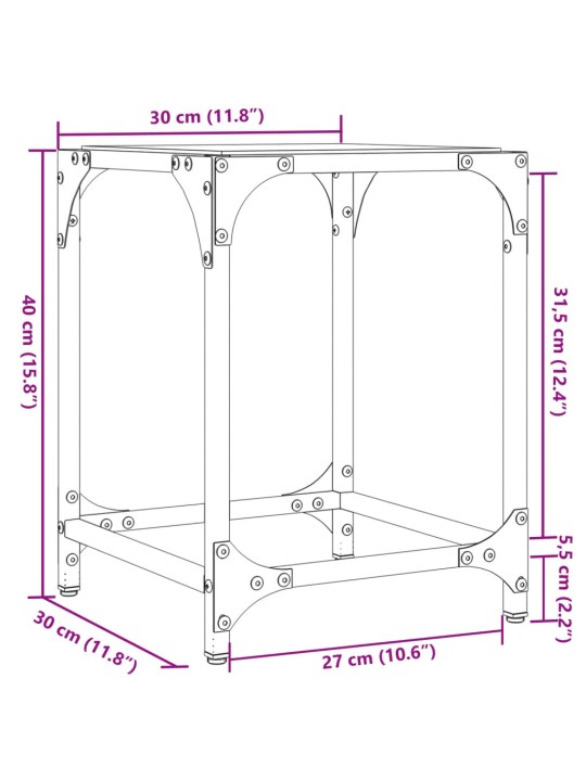 Kohvilauad 2 tk, läbipaistev klaasplaat, 30x30x40 cm, teras