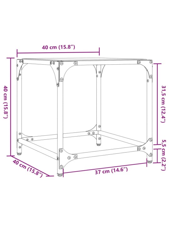 Kohvilauad 2 tk, läbipaistev klaasplaat, 40 x 40 x 40 cm, teras