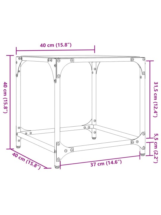 Kohvilauad 2 tk, must klaasplaat, 40 x 40 x 40 cm, teras