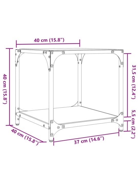 Kohvilauad 2 tk, must klaasplaat, 40 x 40 x 40 cm, teras