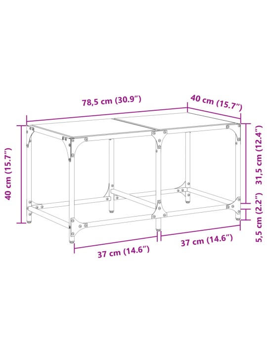 Kohvilaud, läbipaistev klaasplaat, 78,5 x 40 x 40 cm, teras