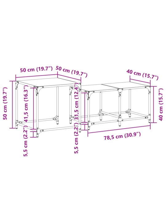 Üksteise alla mahtuvad kohvilauad 2 tk, läbipaistev klaasplaat