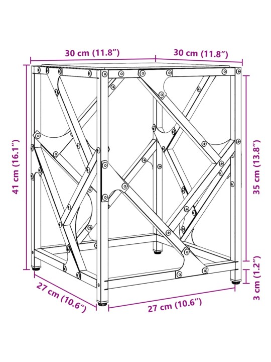 Kohvilaud, läbipaistev klaasplaat, 30 x 30 x 41 cm, teras