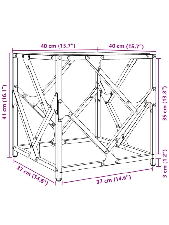 Kohvilaud, läbipaistev klaasplaat, 40x40x41 cm, teras