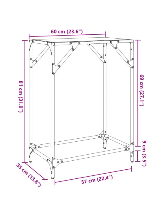 Kohvilaud, läbipaistev klaasplaat, 60x35x81 cm, teras