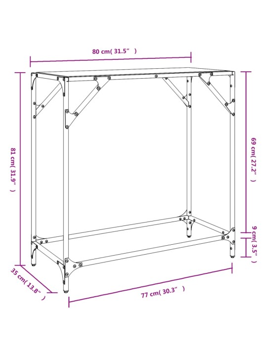 Kohvilaud, must klaasplaat, 60x35x81 cm, teras
