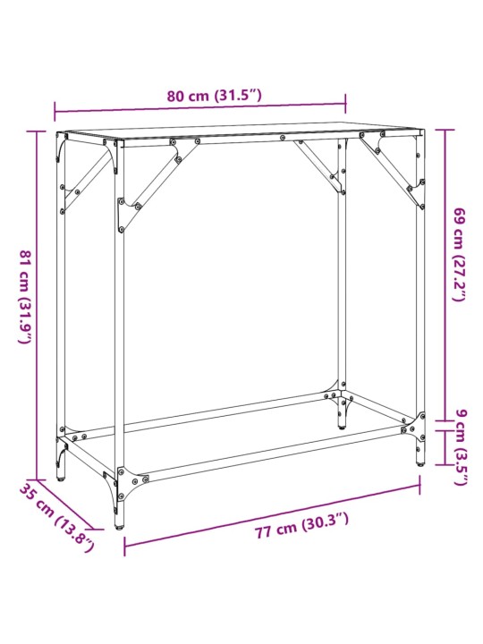 Kohvilaud, läbipaistev klaasplaat, 80x35x81 cm, teras