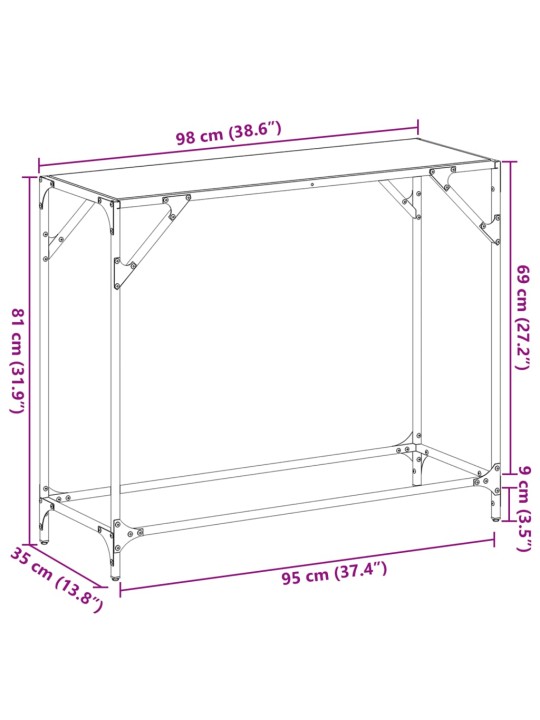 Kohvilaud, läbipaistev klaasplaat, 98x35x81 cm, teras
