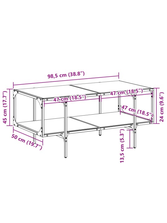 Kohvilaud, läbipaistev klaasplaat, 98,5 x 50 x 45 cm, teras