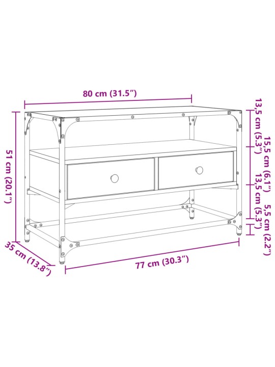 Klaasplaadiga telerikapp, must, 80x35x51 cm, tehispuit