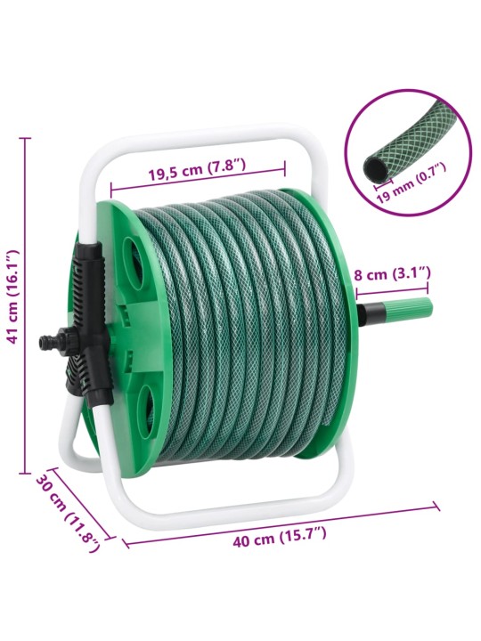 Vabalt seisev voolikurull liitmikukomplektiga, 0,75" 20 m pvc