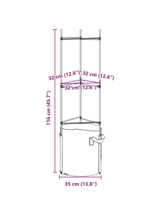 Tomatitaime tugi koos taimekotiga 4 tk, 116 cm, teras ja pp