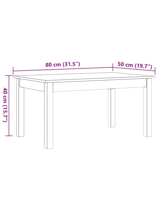 Kohvilaud, vahapruun, 80 x 50 x 40 cm, männipuit
