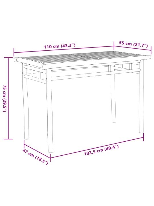 Aia söögilaud, 110 x 55 x 75 cm, bambus