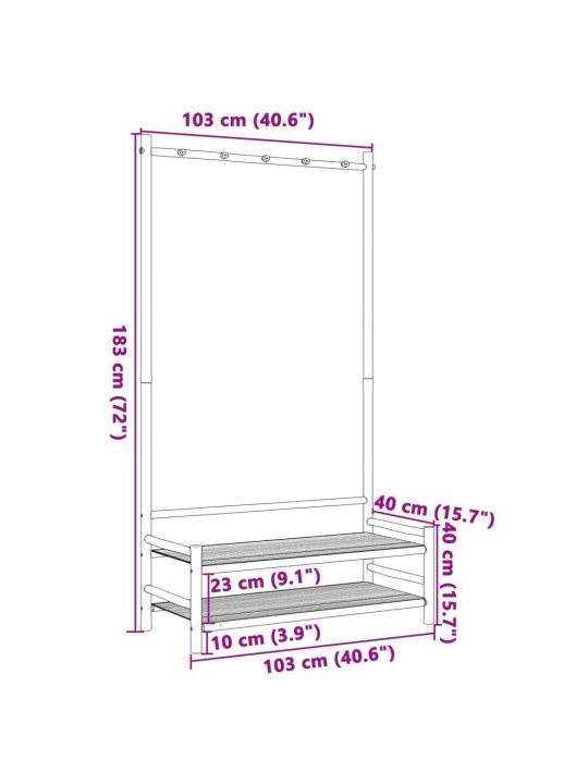 Riiulitega riidenagi, 103 x 40 x 183 cm, bambus