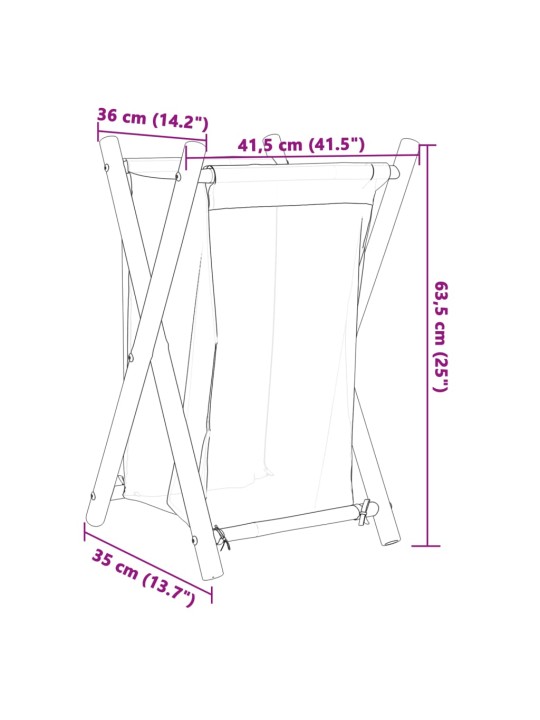 Pesukorv, kreemjasvalge, 41,5 x 36 x 63,5 cm, bambus