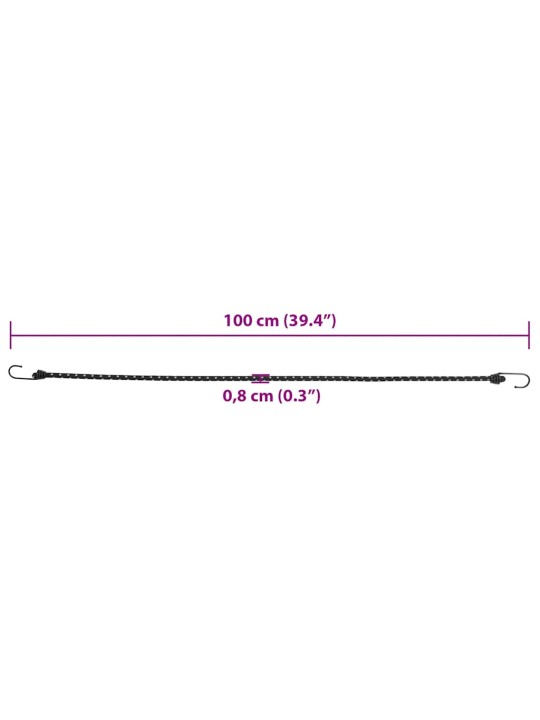 Bungee nöör helkurribade ja konksudega 10 tk, 100 cm