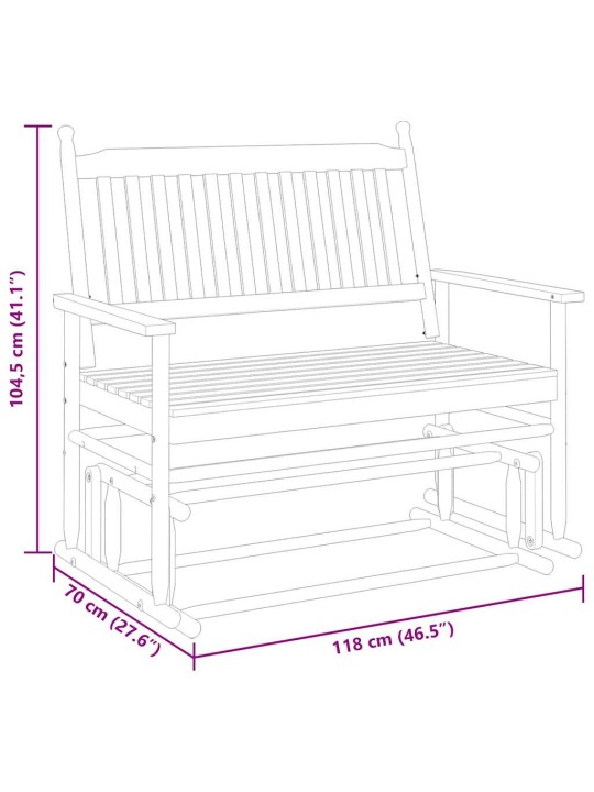 Õõtsuv pink valge 118x70x104,5 cm pappel