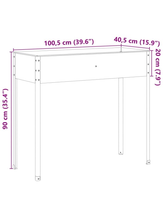 Taimekast, hall, 100,5x40,5x90 cm, ilmastikukindel teras