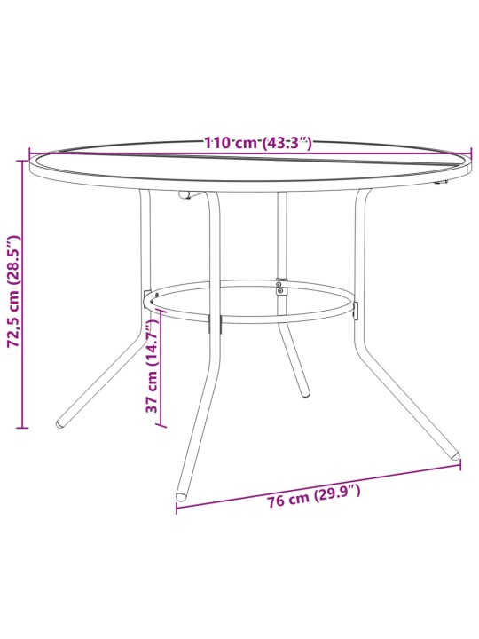 Ümmargune terrassilaud, antratsiithall, ø110 x 72,5 cm, teras