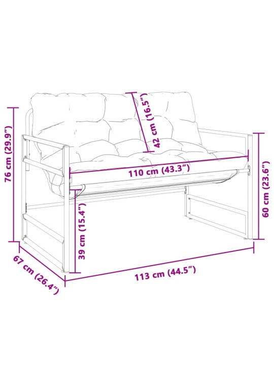 Aiapink koos istmepadjaga, pruunikashall, 113 cm, teras