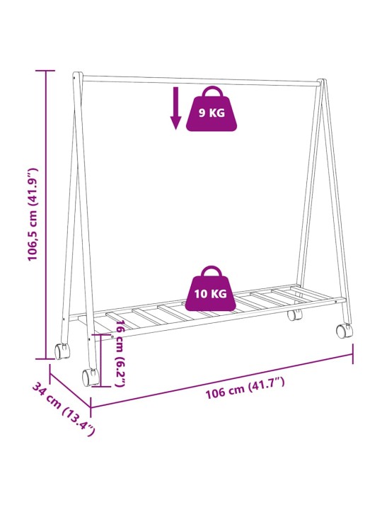 RIIDENAGI RIIULITE JA RATASTEGA 106X34X106,5 CM BAMBUSEST
