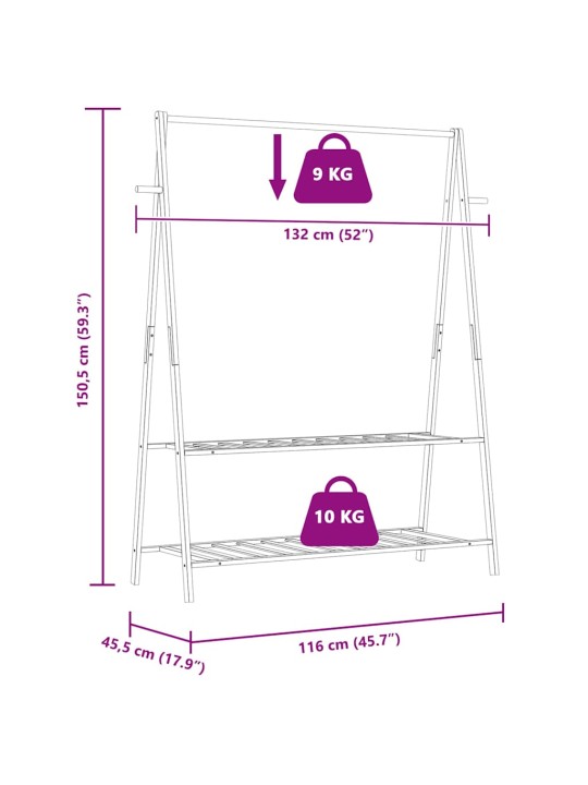 RIIULITEGA RIIDENAGI, 132X45,5X150,5 CM, BAMBUS