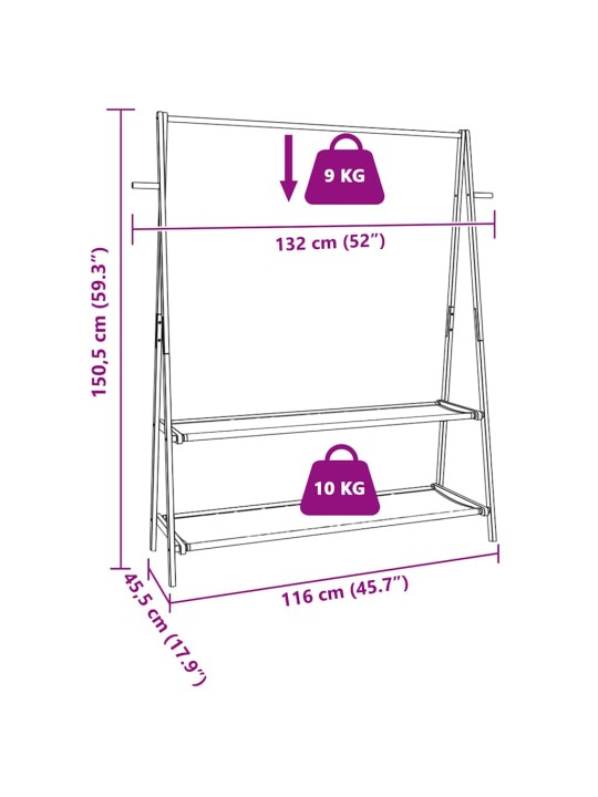 RIIULITEGA RIIDENAGI, 132X45,5X150,5 CM, BAMBUS