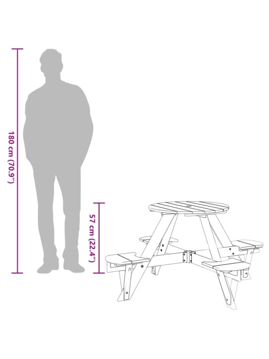 Piknikulaud 4 lapsele päikesevarjuavaga, nulupuit