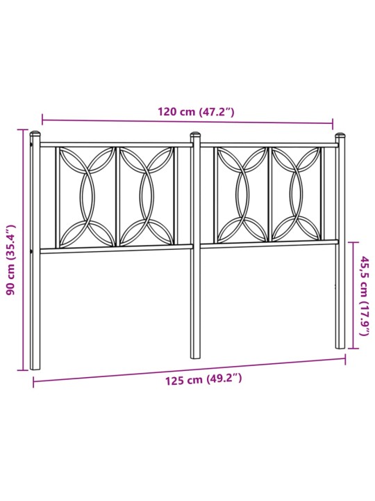 Metallist voodipeats, must, 120 cm