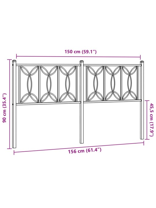 Metallist voodipeats, must, 150 cm