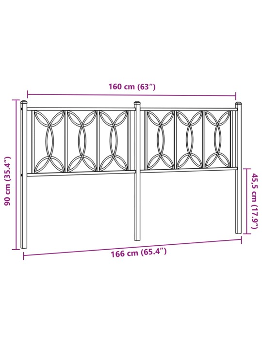 Metallist voodipeats, must, 160 cm