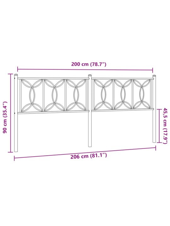 Metallist voodipeats, must, 200 cm