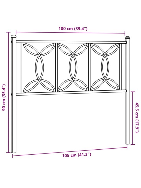 Metallist voodipeats, valge, 100 cm