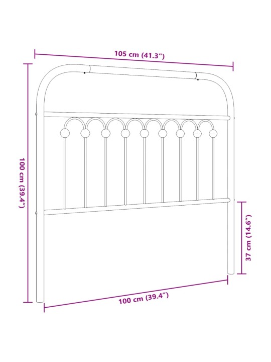 Metallist voodipeats, must, 100 cm