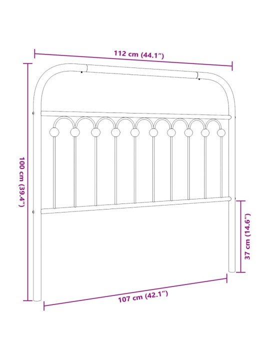 Metallist voodipeats, must, 107 cm