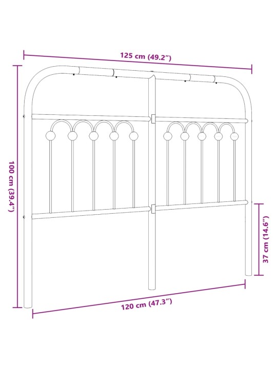 Metallist voodipeats, must, 120 cm