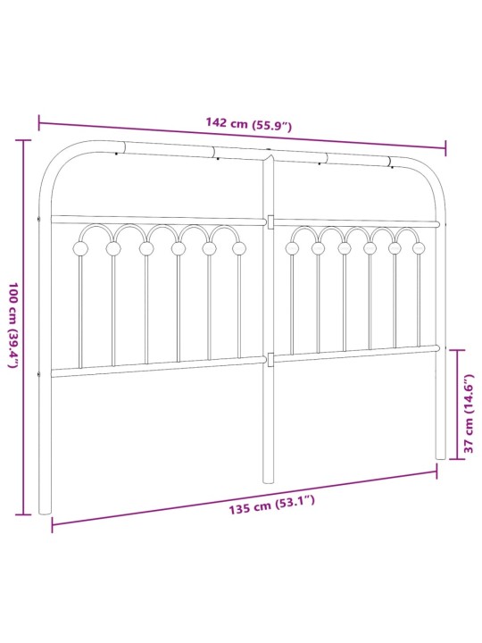 Metallist voodipeats, must, 135 cm