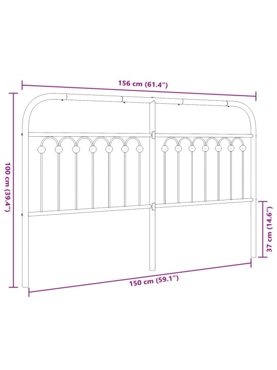 Metallist voodipeats, must, 150 cm