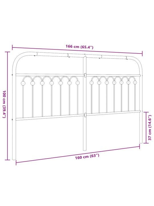 Metallist voodipeats, must, 160 cm