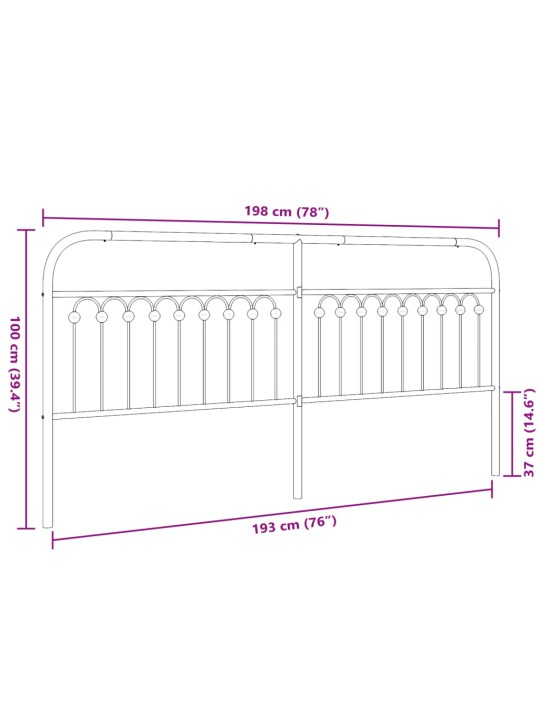 Metallist voodipeats, must, 193 cm