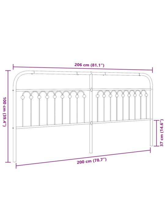 Metallist voodipeats, must, 200 cm